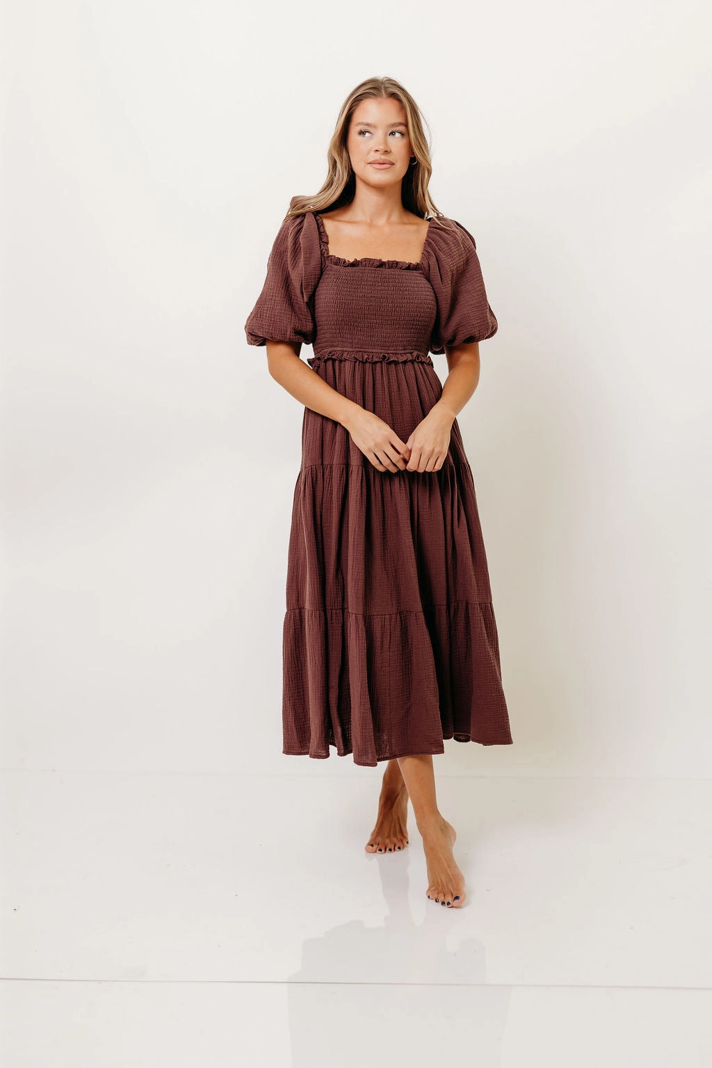 Elena 100% Cotton Midi Dress in Plum *10/6 PRE-ORDER* Effortless Pair