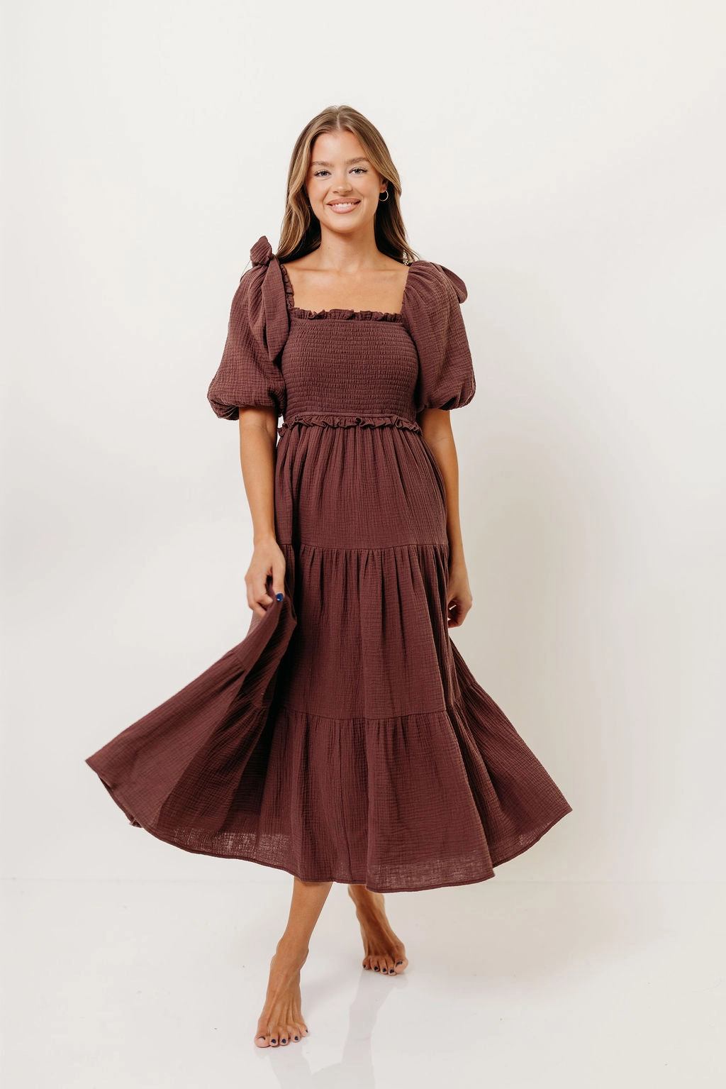 Elena 100% Cotton Midi Dress in Plum *10/6 PRE-ORDER* Fresh Glow