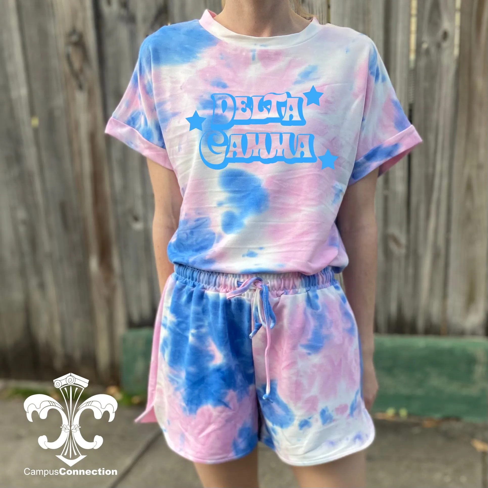 Sorority Tie Dye Loungewear Shirt and Shorts Set - Groovadelic