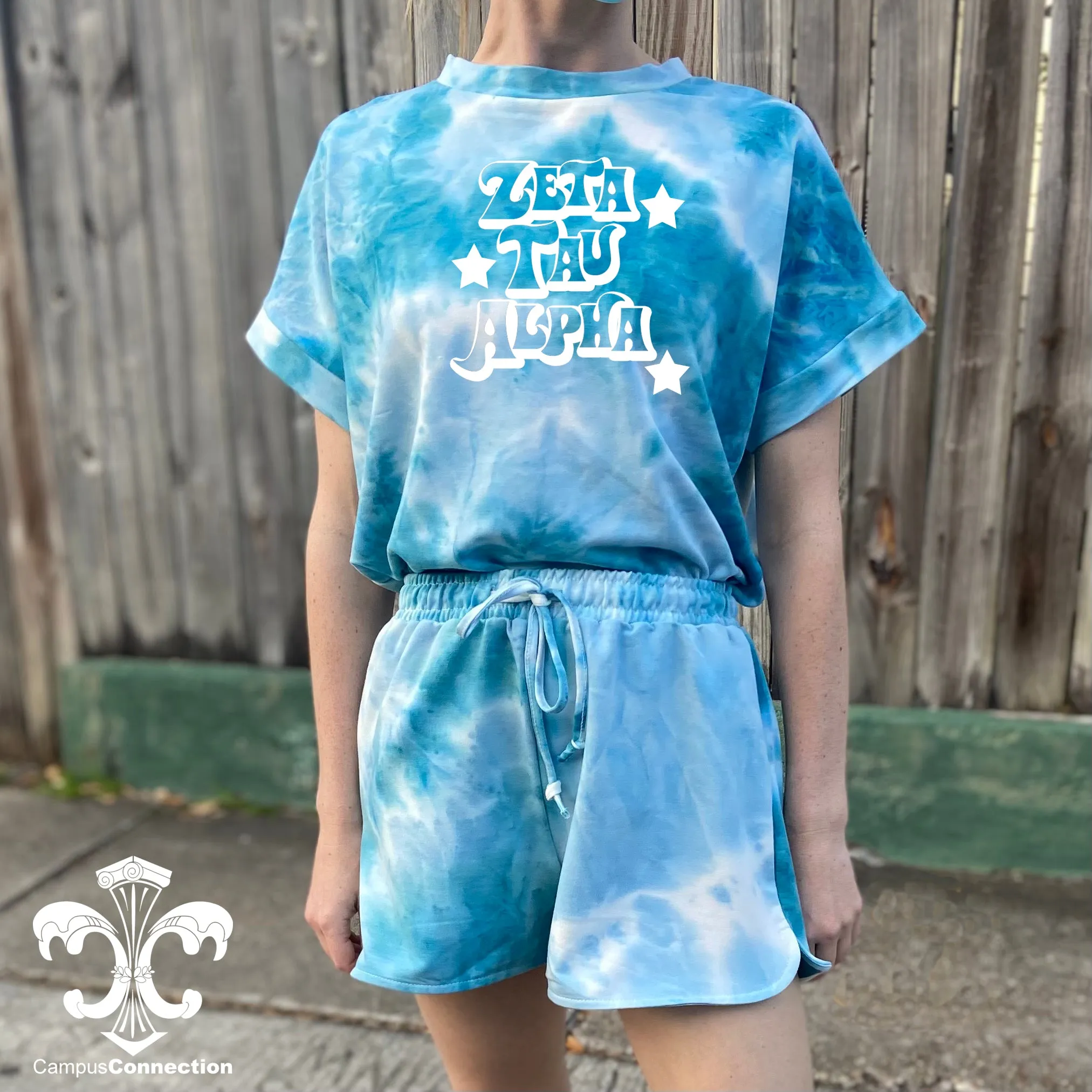 Sorority Tie Dye Loungewear Shirt and Shorts Set - Groovadelic