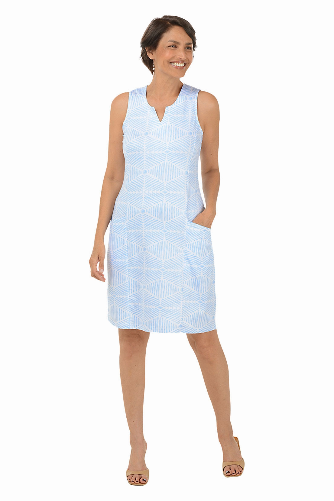 Soundwaves Double Pocket Sleeveless Dress Tasteful Detail