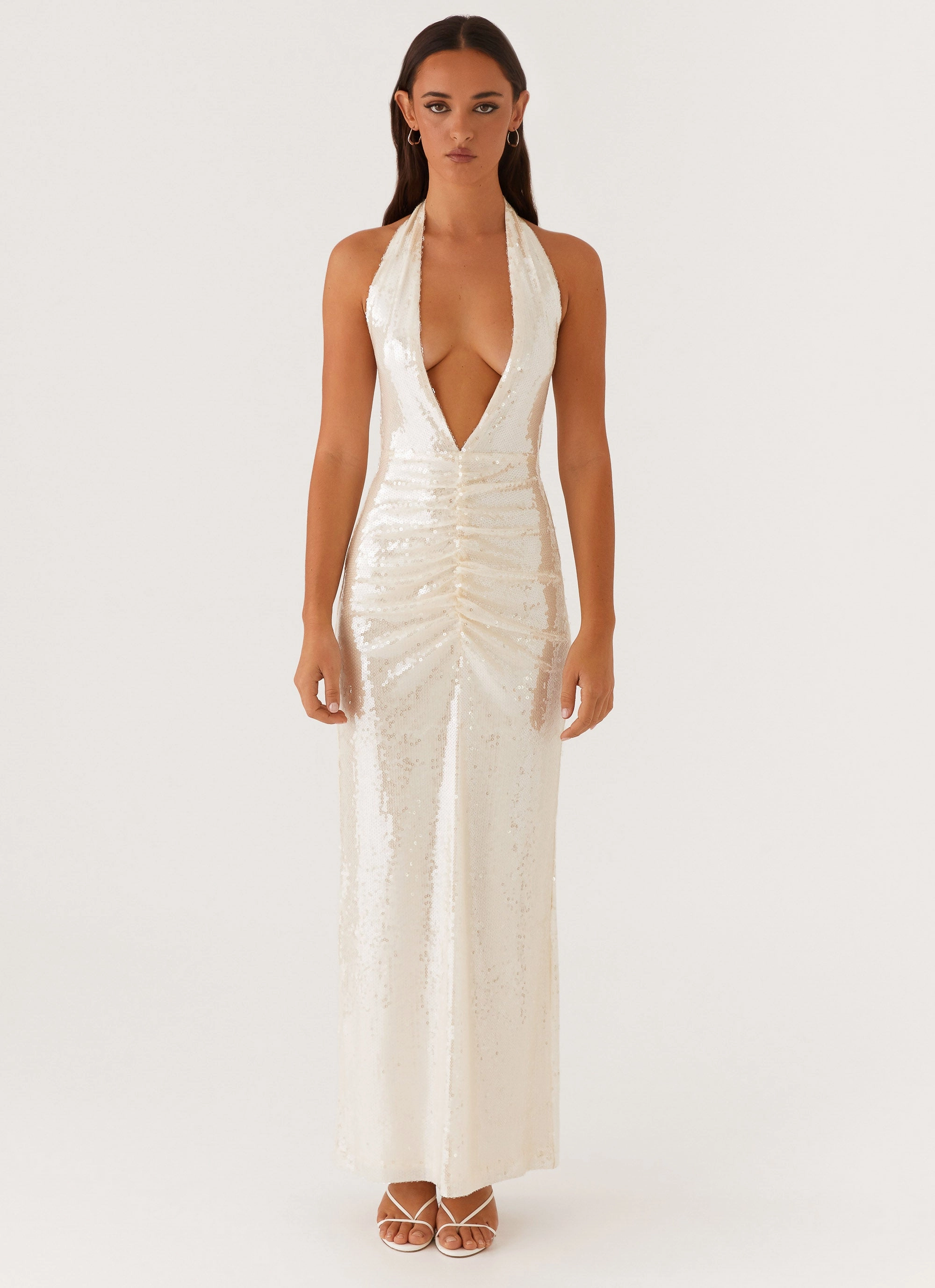 Whisked Away Halterneck Maxi Dress - White Edgy Twist Breezy Mood
