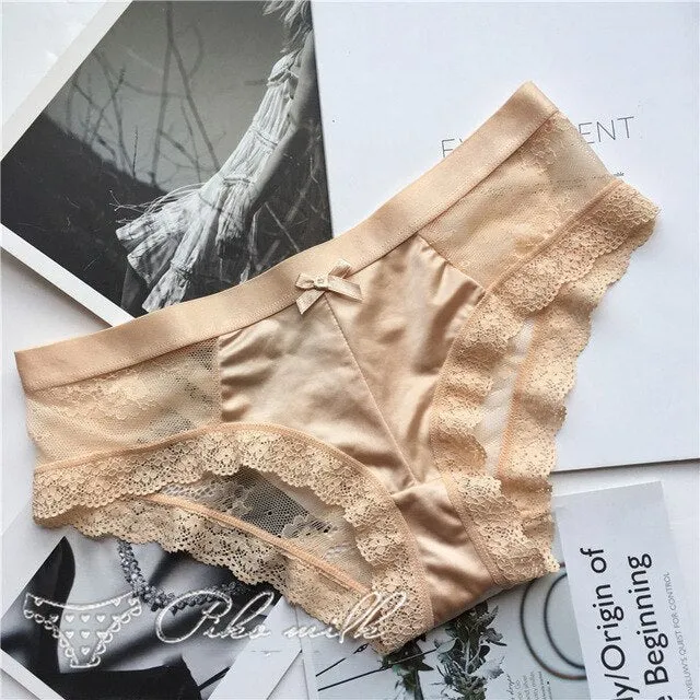 SP&CITY Fashion Silk Lace Hollow Out Panties Sex String European Women Transparent Lace Underwear Crotch Cotton Briefs Lingerie