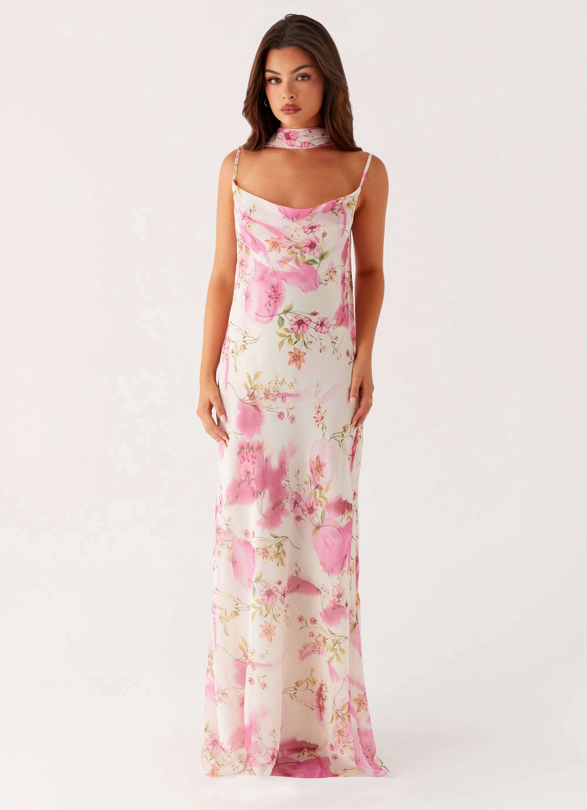 Soft Layers Spencer Maxi Dress - Ivory Floral Print