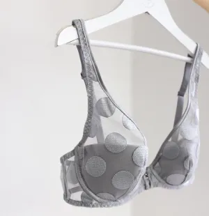 Spot detail push up bra [Silver]