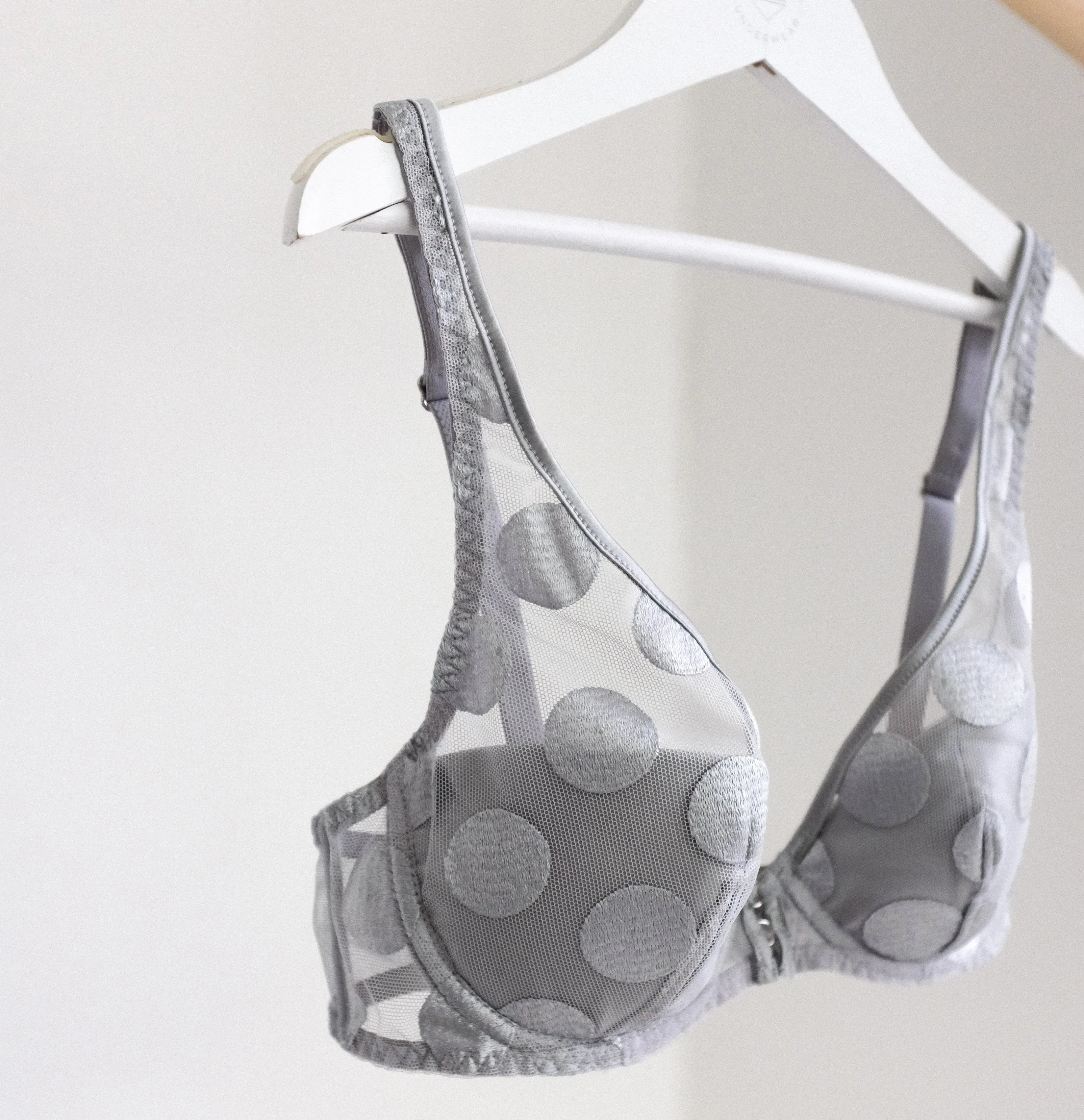 Spot detail push up bra [Silver]