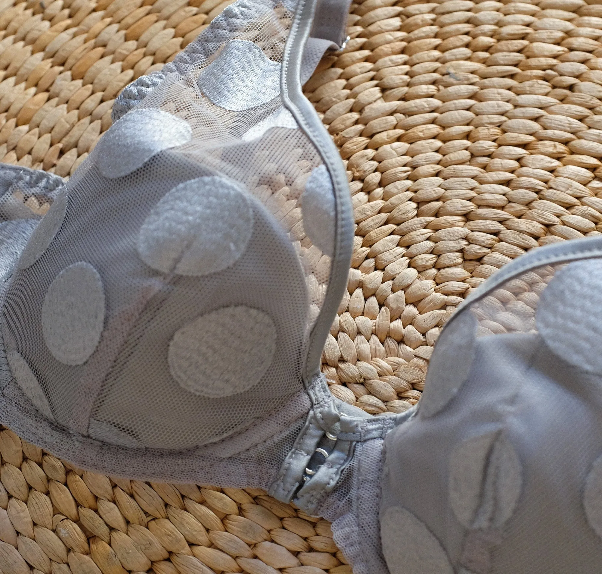 Spot detail push up bra [Silver]