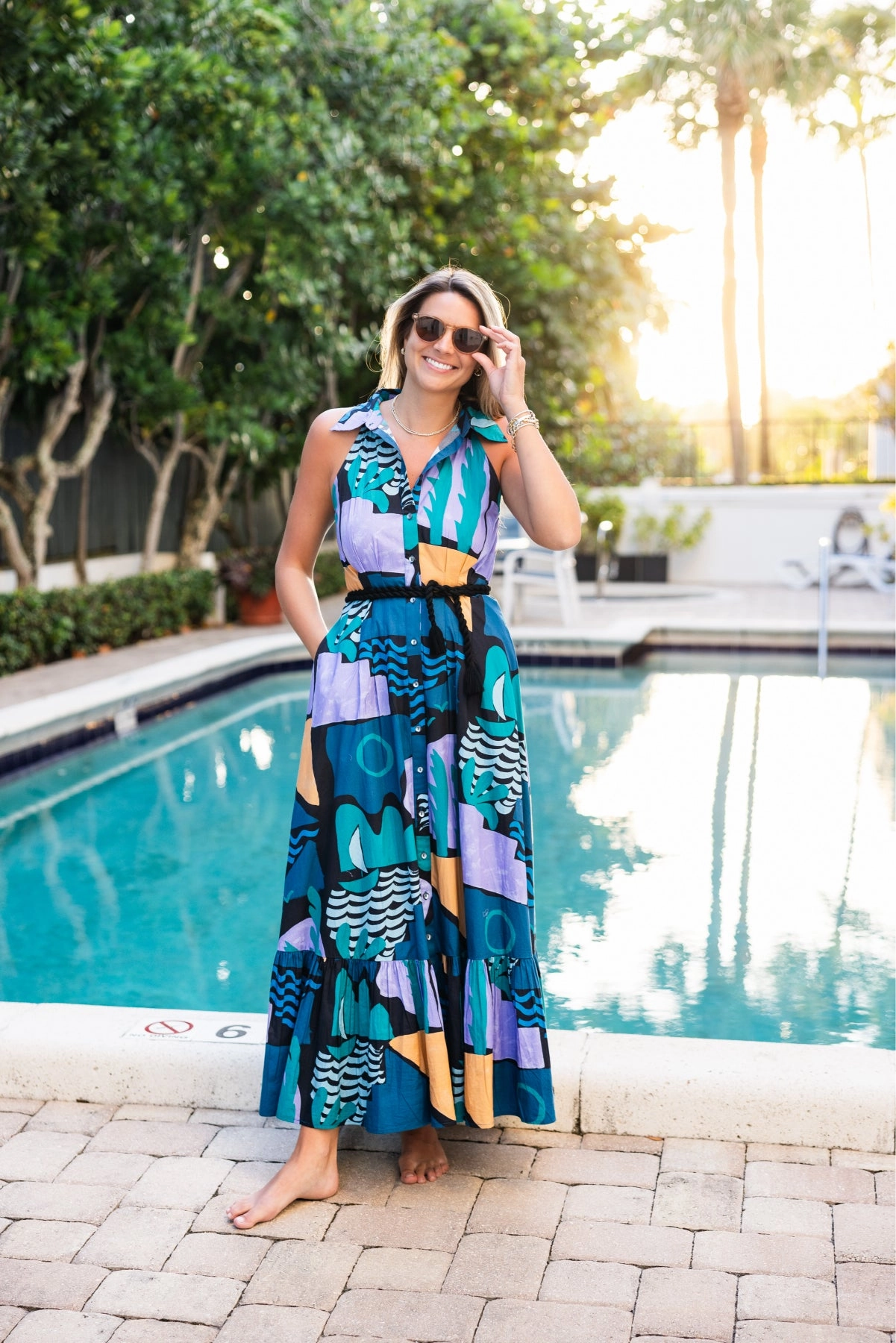 Romantic Mood Lawn Soft Sleeveless Shirt Dress Maxi Riviera Blue