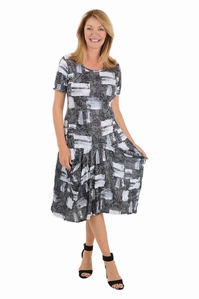 Square Silhouettes Short Sleeve Draped Dress Sequin-Detail