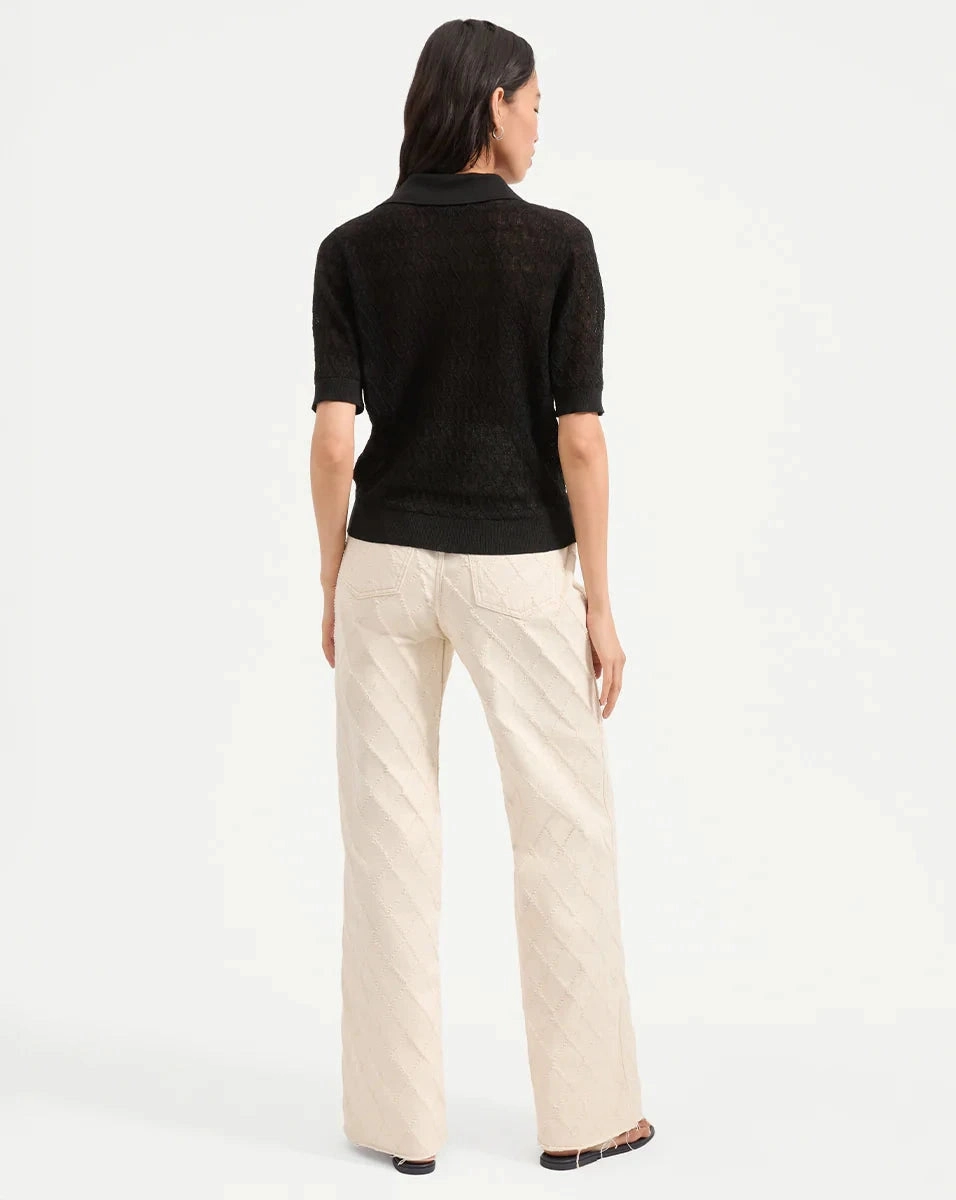 Issa Knit Polo Black Office Attire BondedSeamTechnology