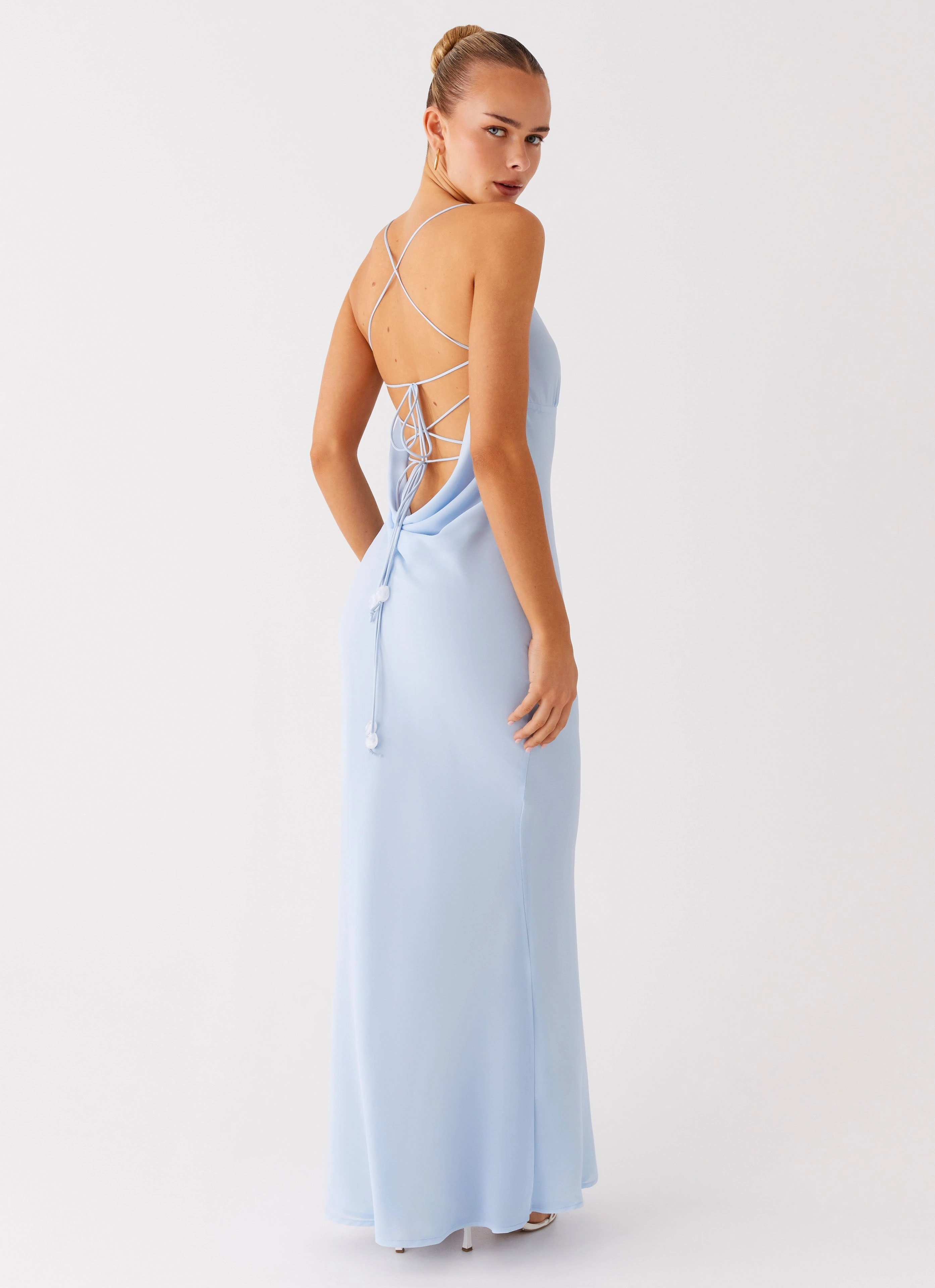 Cabello Maxi Dress - Pale Blue Printed-Lining Fall Outfit