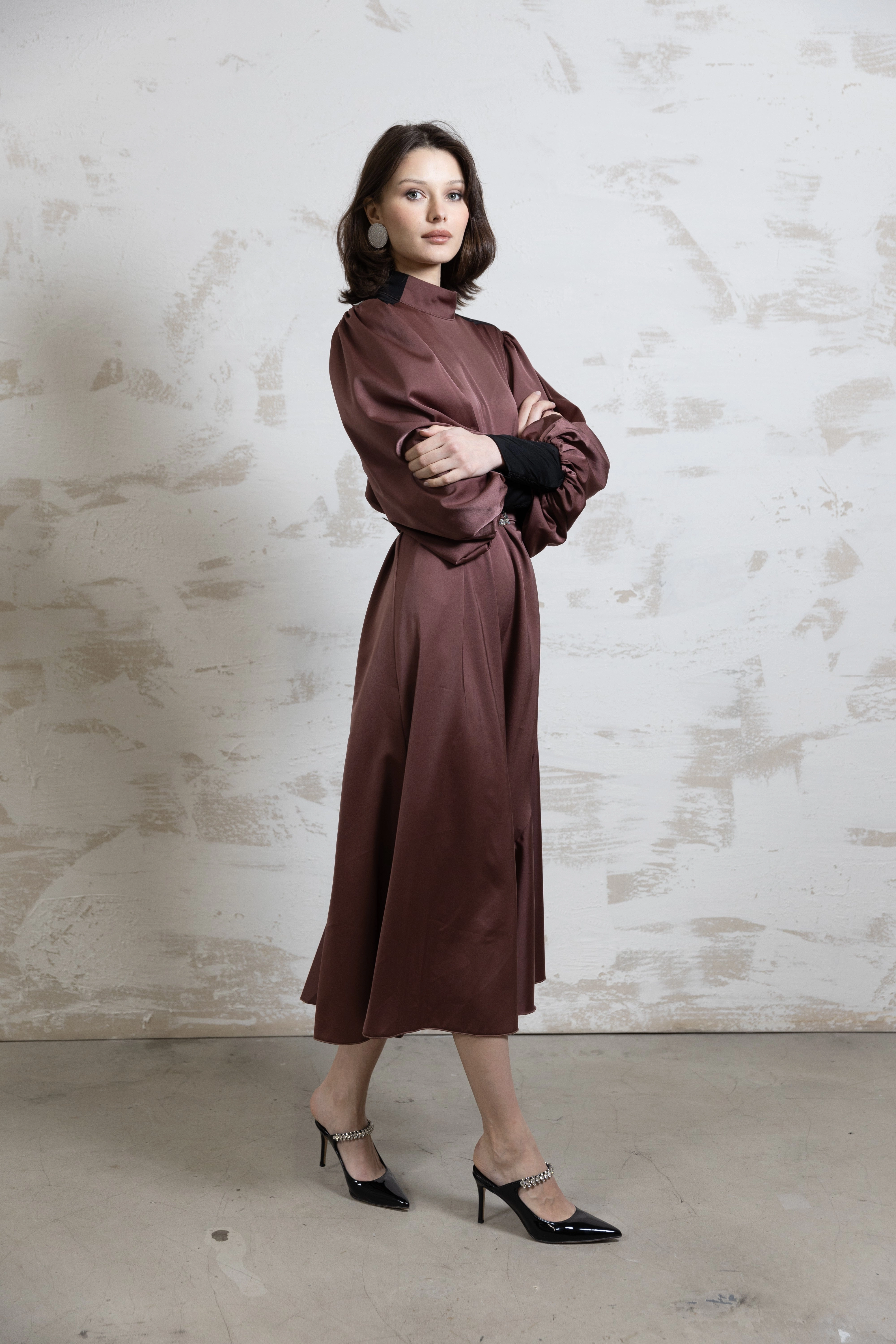 Pleated-Texture Smooth Layering Camilla Cocoa