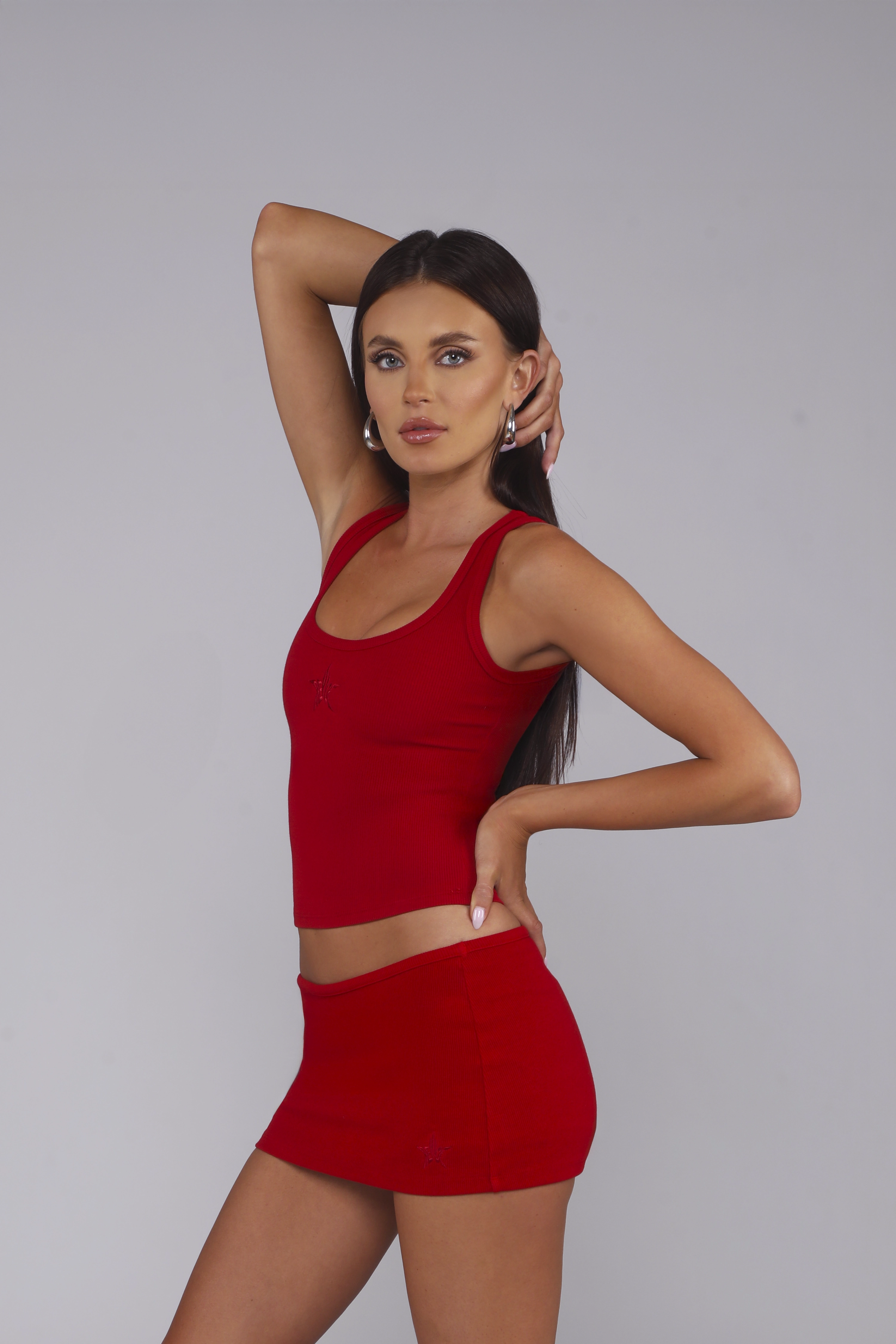 STARLET SKORT / RED Layered Structure Matte Finish
