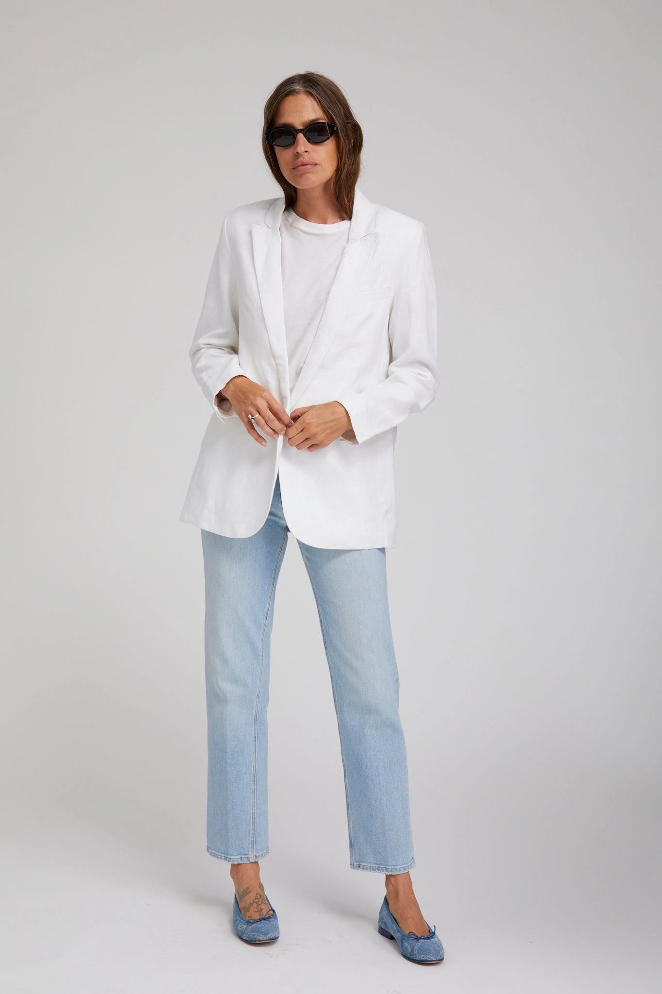 White Linen Blazer Classic Fit Weatherproof Barrier