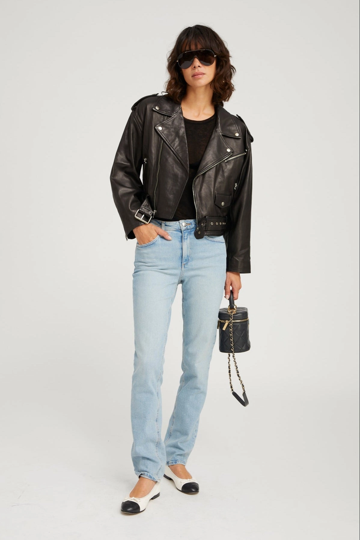 Perfect Movement Multi Pocket Design Francoise Slim Straight Denim