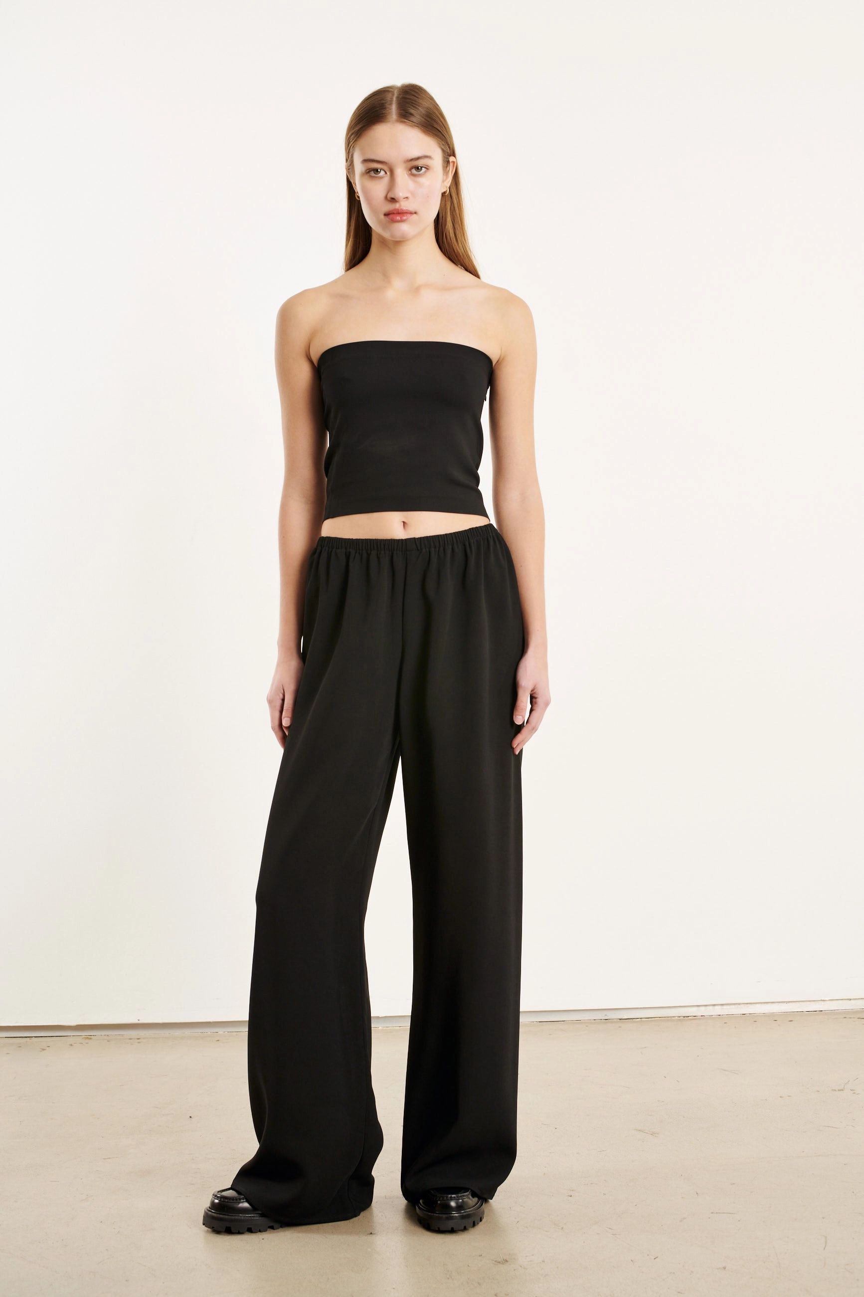 All Day Comfort Fit Black Crepe Easy Pants