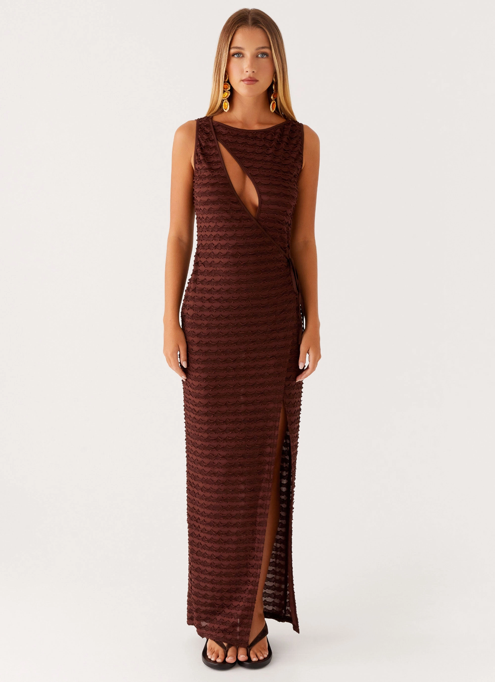 Sterling Wrap Maxi Dress - Chocolate Moment Light Tailored Fit
