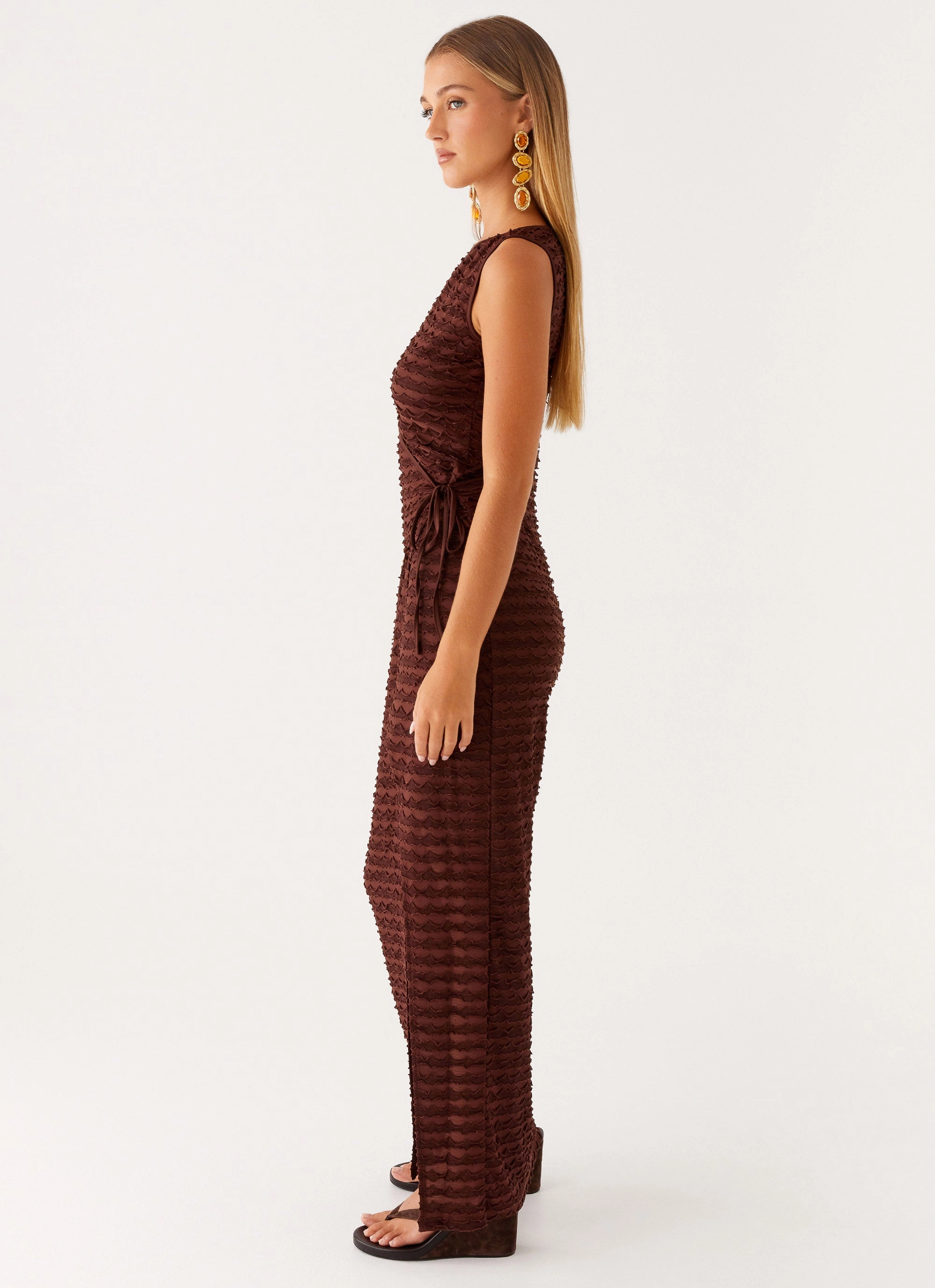 Wide Hemline Sterling Wrap Maxi Dress - Chocolate