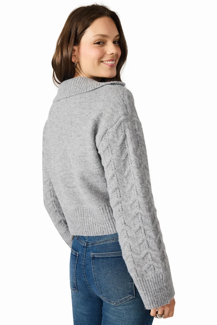 MinimalistCut RibbedHemline Steve Madden Esther Sweater in Grey Heather