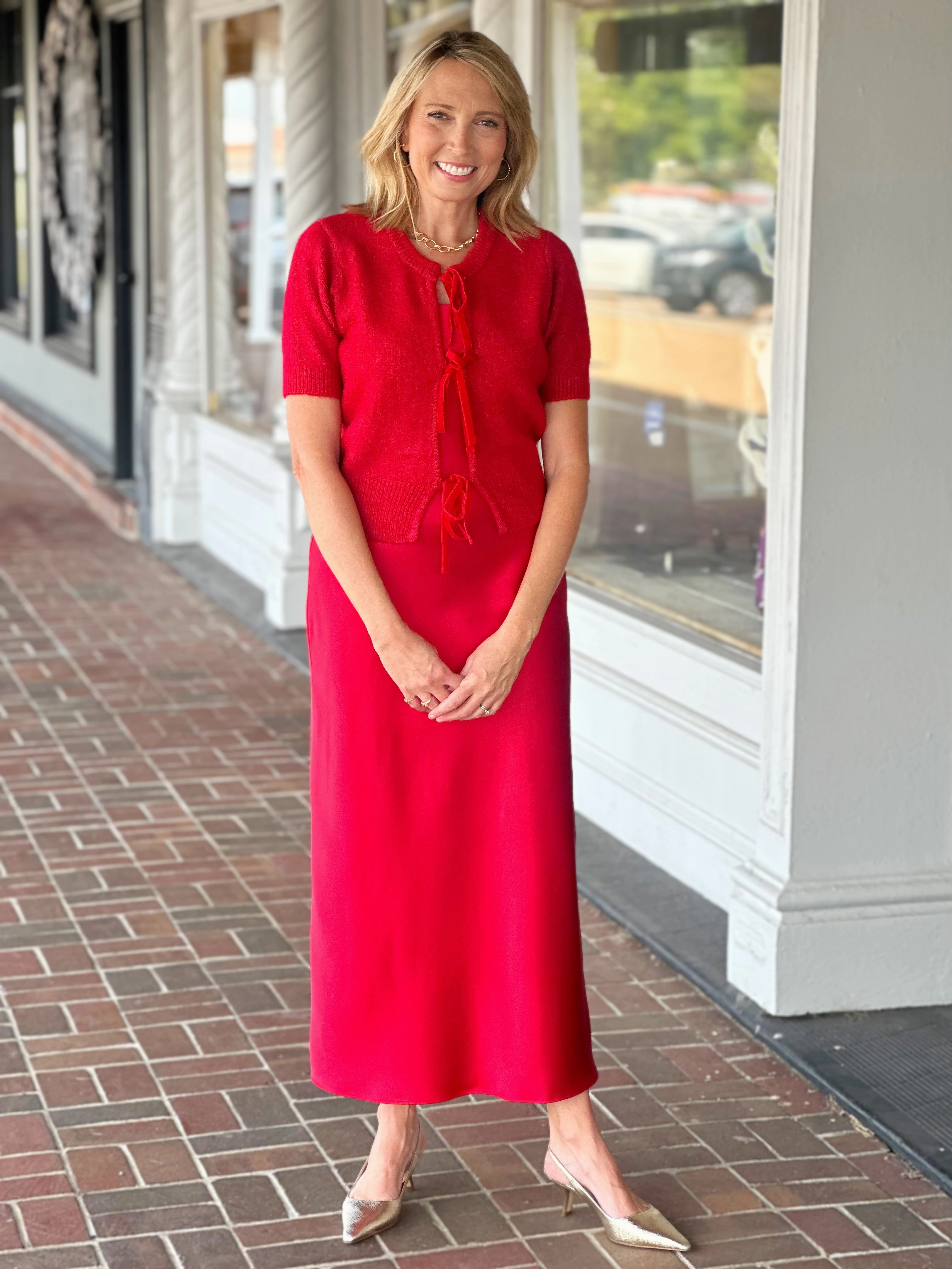 Steve Madden Sereia Cardigan in Dark Red Casual Button-Down