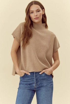 Still Thinking It Through Taupe Sweater Adjustable drawstring