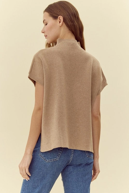 Still Thinking It Through Taupe Sweater Ventilated Back Panel