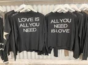 Ribbed collar Stitchdrop All You Need Is Love Sweater