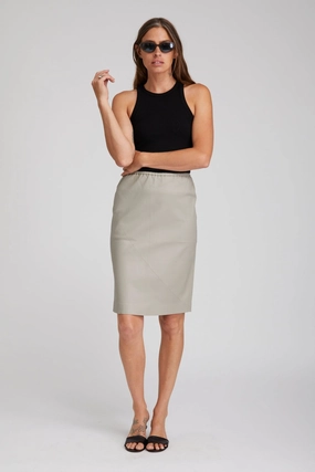 Stone Leather Midi Slip Skirt Style Essential