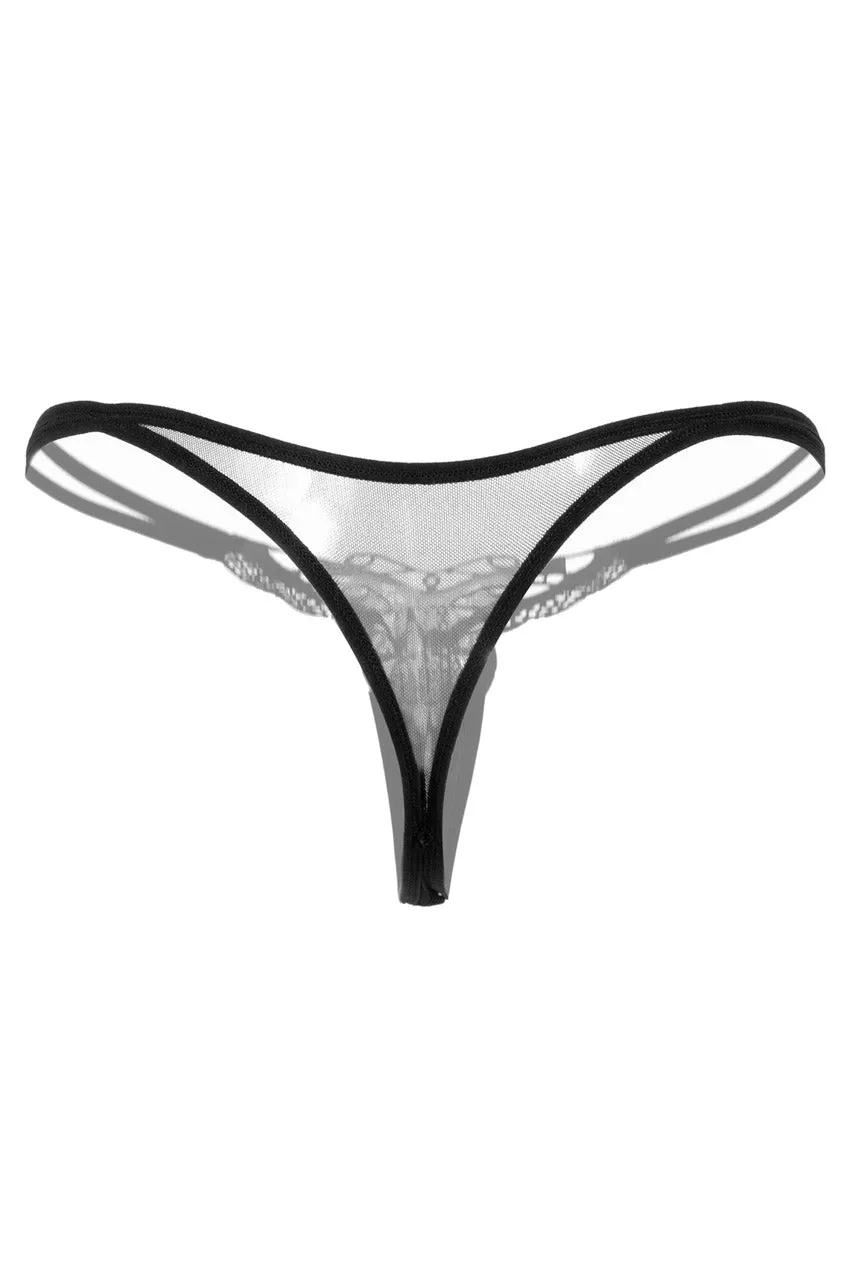 Strappy Embroidered Pearl Thong