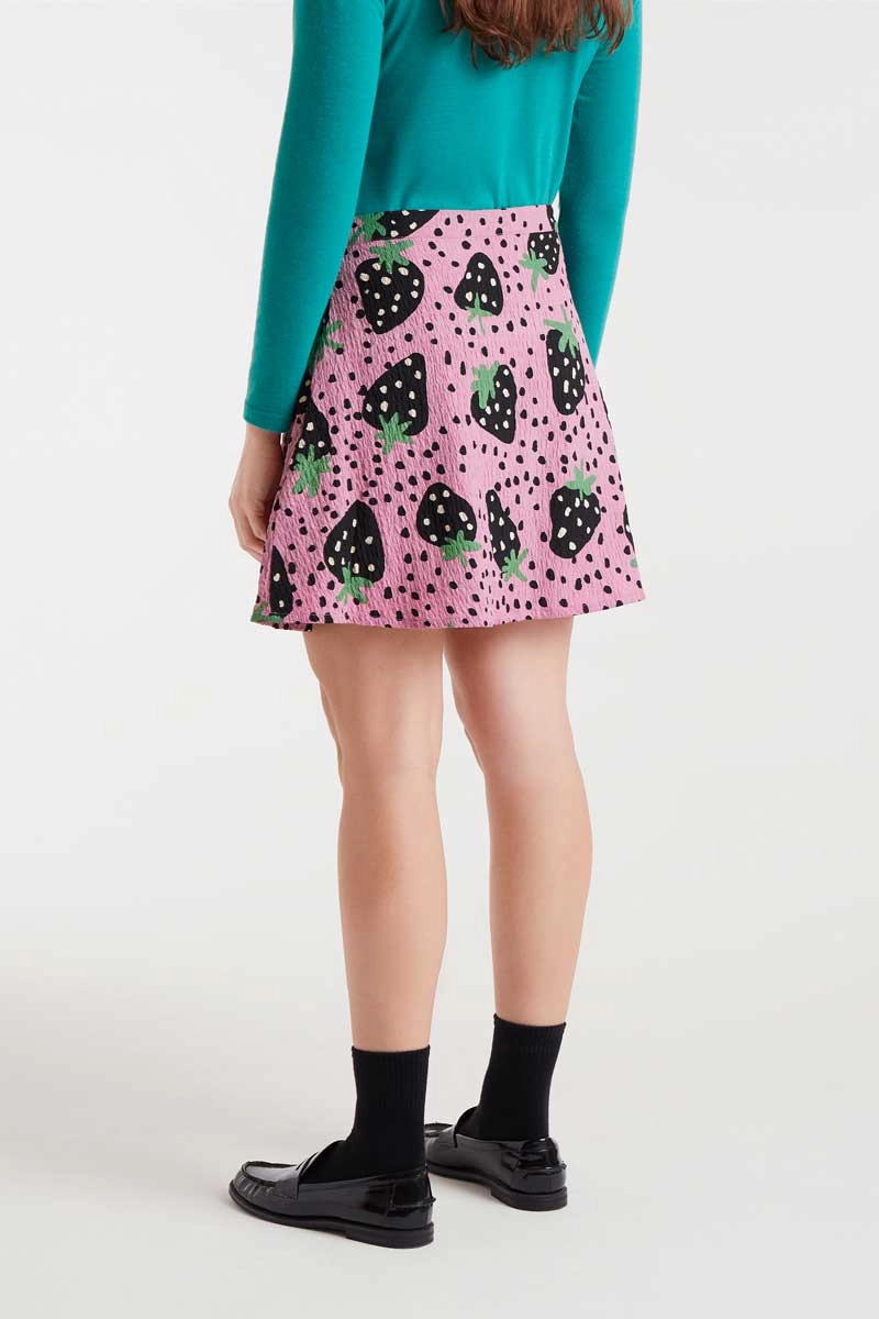 Mix Separates Strawberry Polka Dot Mini Skirt in Pink