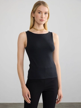 STRETCH PIMA BOAT NECK TANK Classic Hoodie BreathableMeshInsert