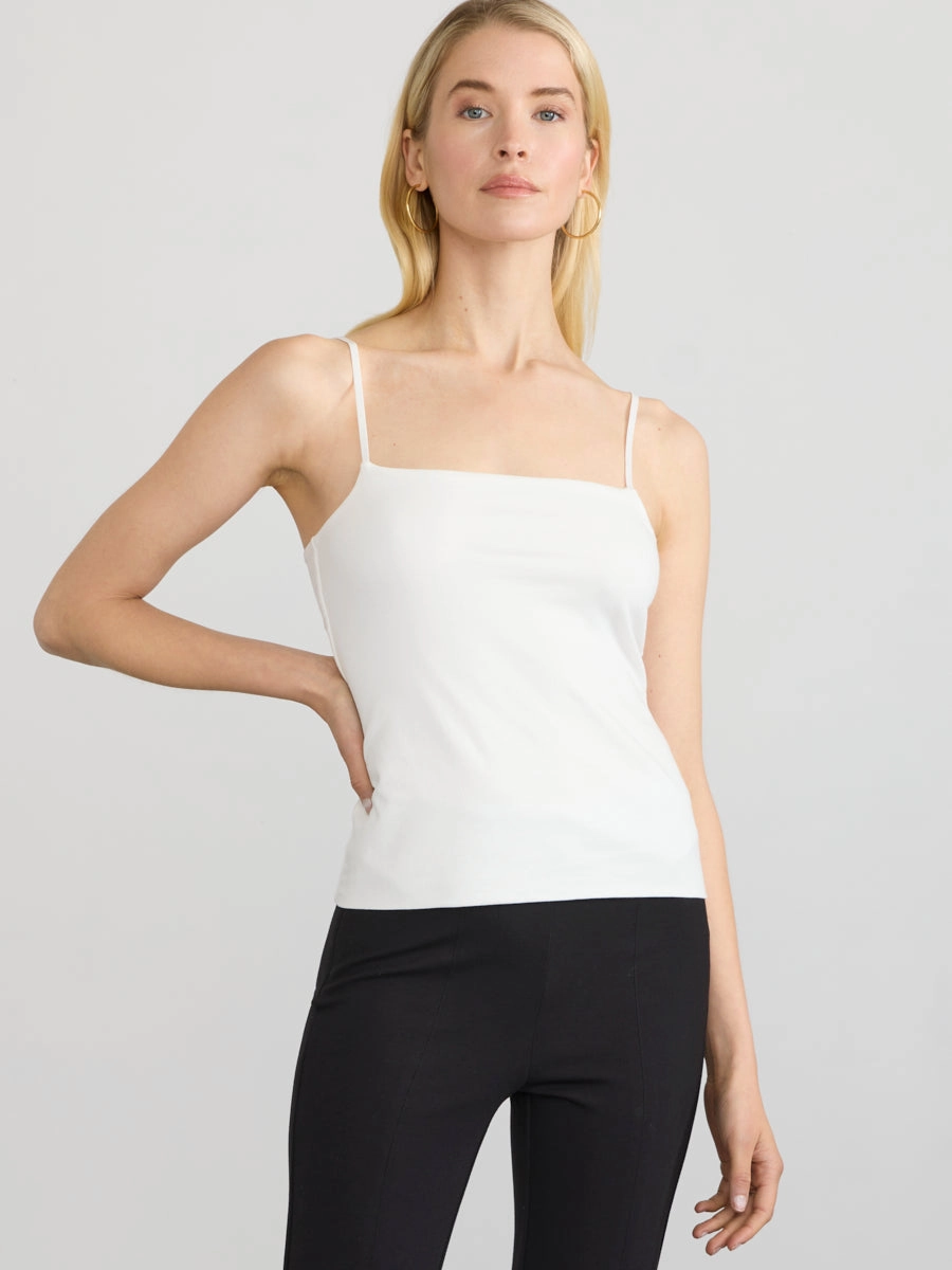 STRETCH PIMA SQUARE NECK TANK Long Sleeve Polo Breathable Ventilation