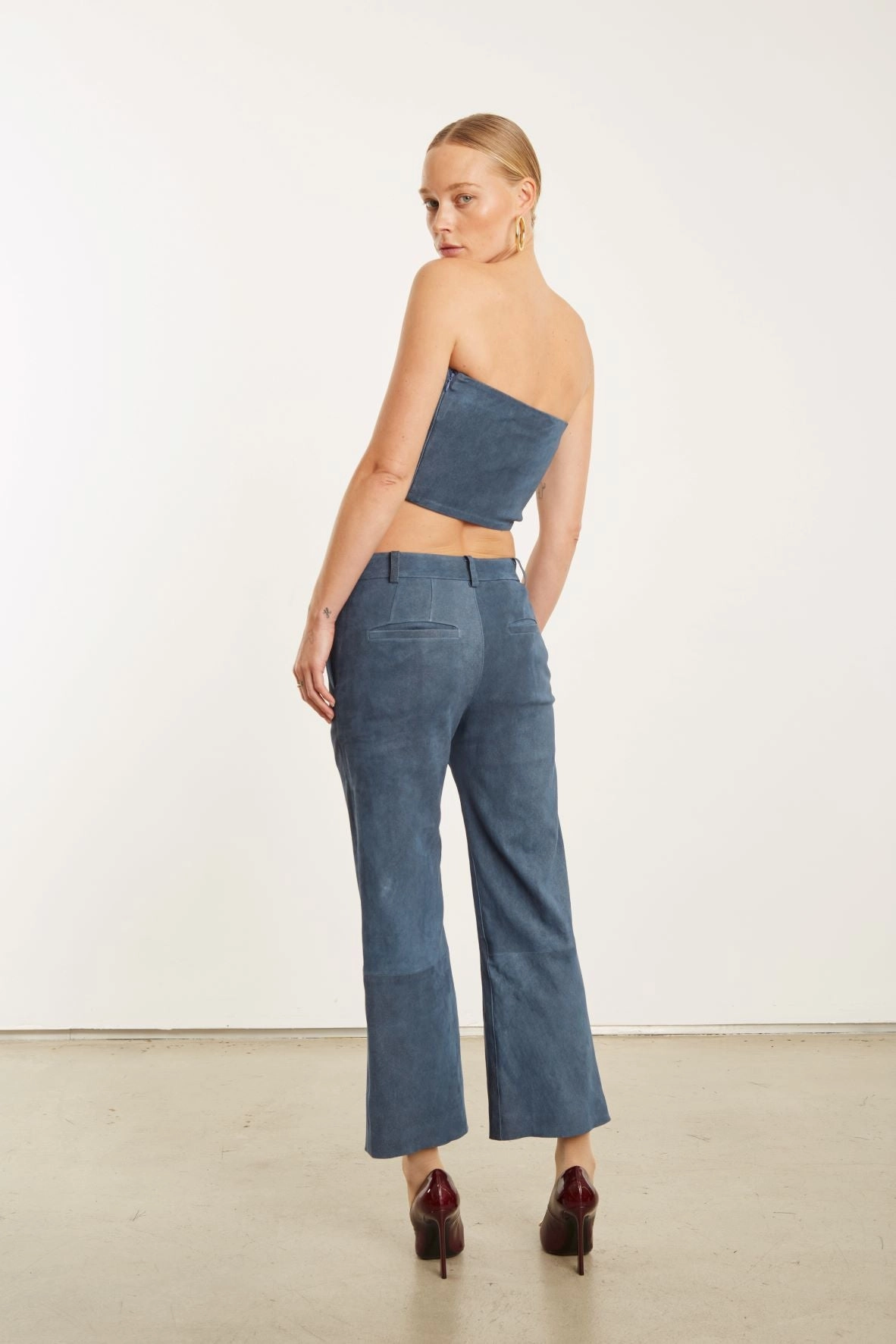 Denim Suede Micro Tube Top ReinforcedHem Comfortable Style