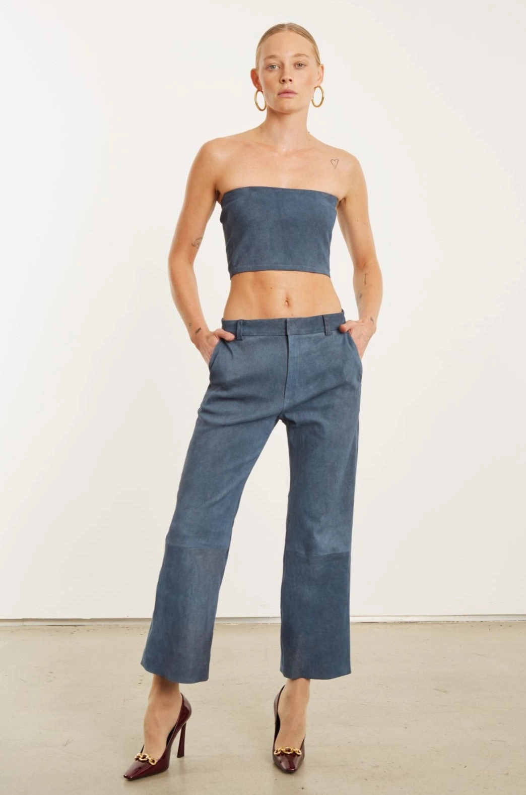 Regular Fit Denim Suede Micro Tube Top