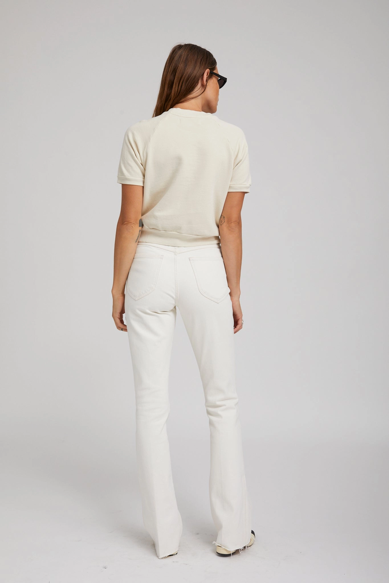 Earhart Vintage White Micro Flare Denim Sustainable Textile Comfy Style