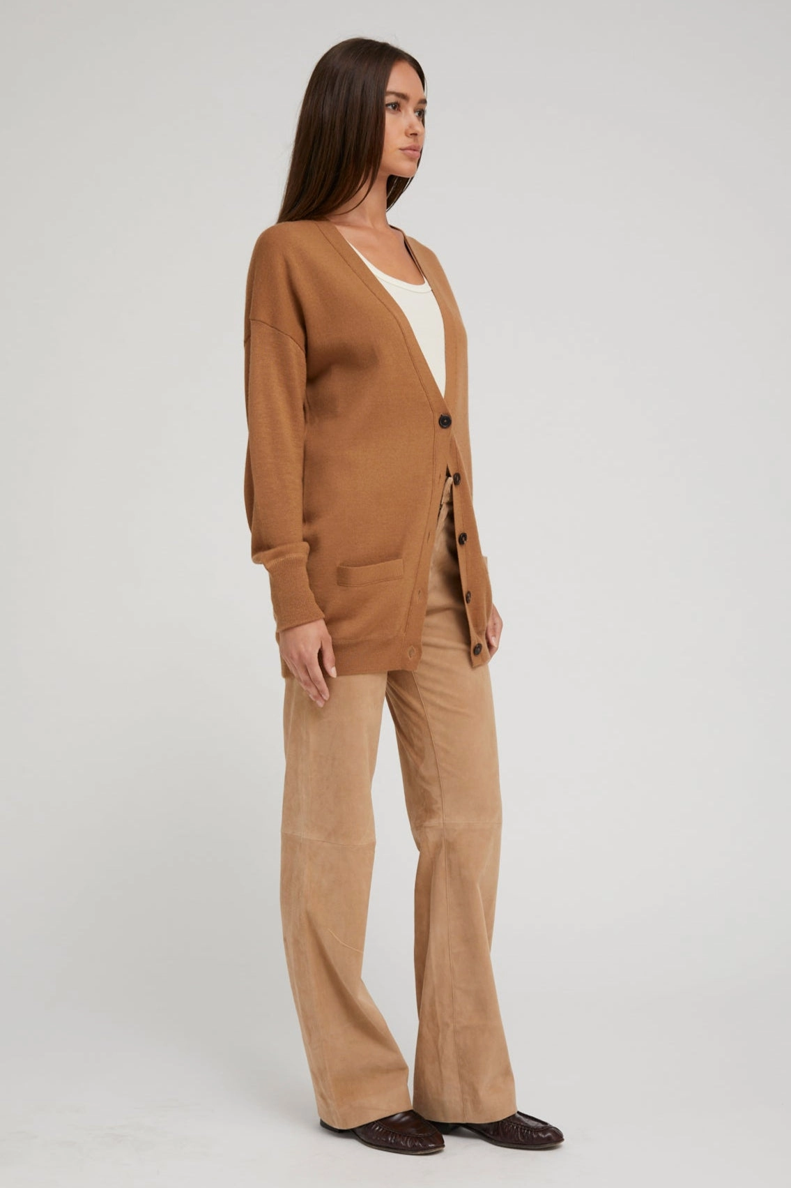 VersatileLayering Praline Cashmere Boyfriend Cardigan