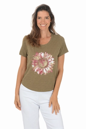 ConvertibleCollarSystem Willow Sunflower 100% Cotton Graphic Tee