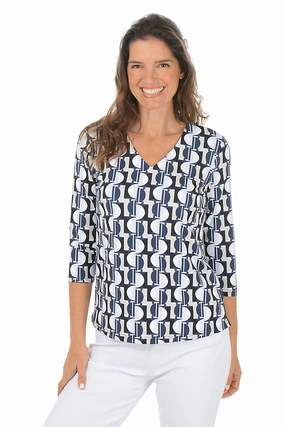 LowProfile Zipper Pale Half Moon UPF50  V-Neck Top