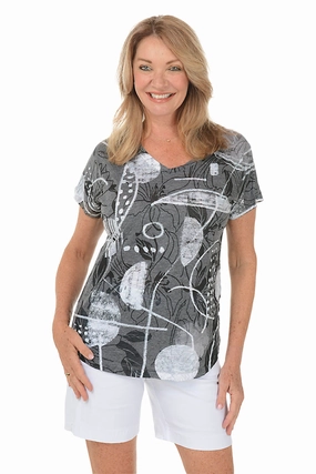 Petite Canvas Crushed Short Sleeve Knit Top Stretch Fit Engineering AllDaySoftness