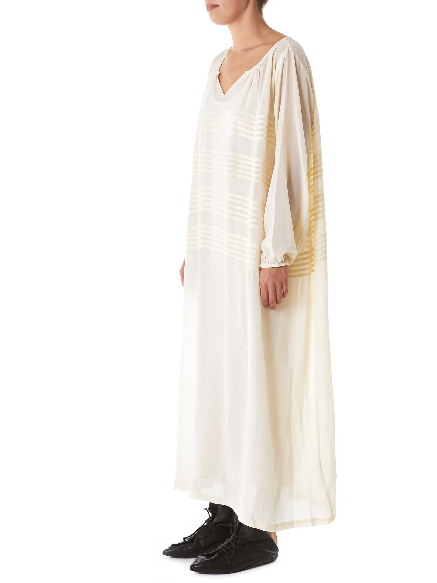 Stripe-Paneled Nightgown (DOUCEUR-IVORY)