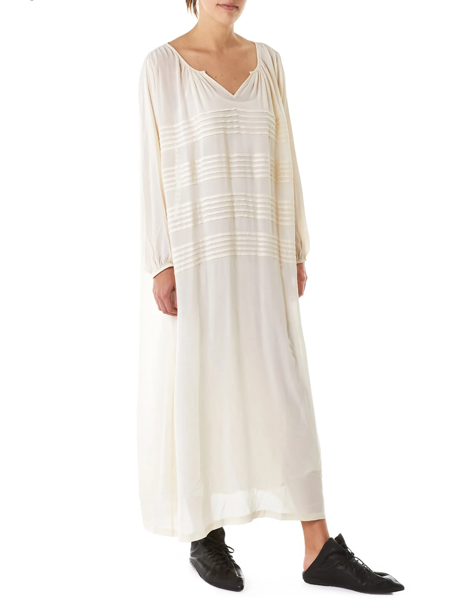 Stripe-Paneled Nightgown (DOUCEUR-IVORY)