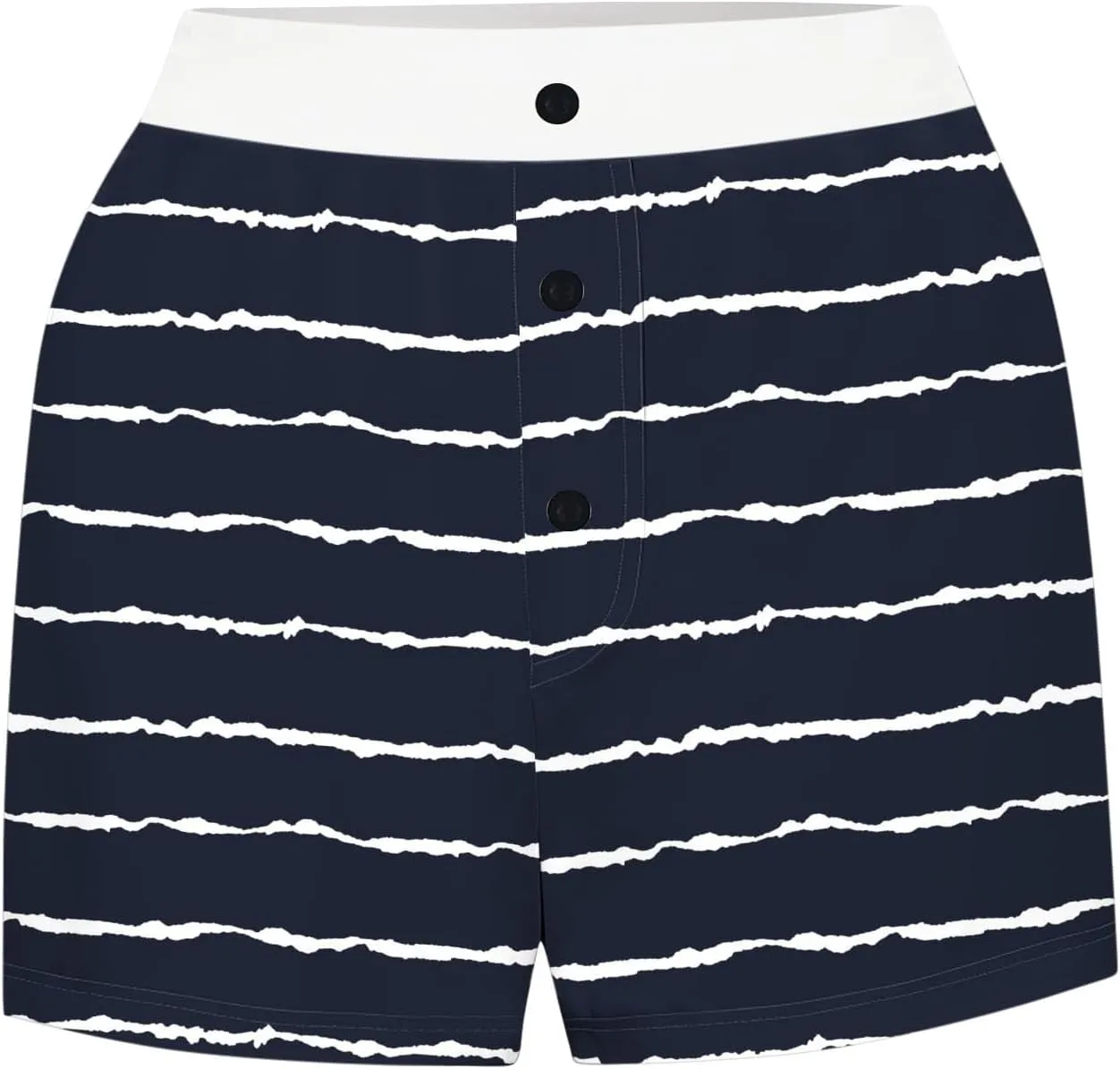 Striped Boxer Shorts for Women Button Up Patchwork High Waisted Sleepwear Pajama Bottoms Fitted Summer Lounge Vacation Shorts