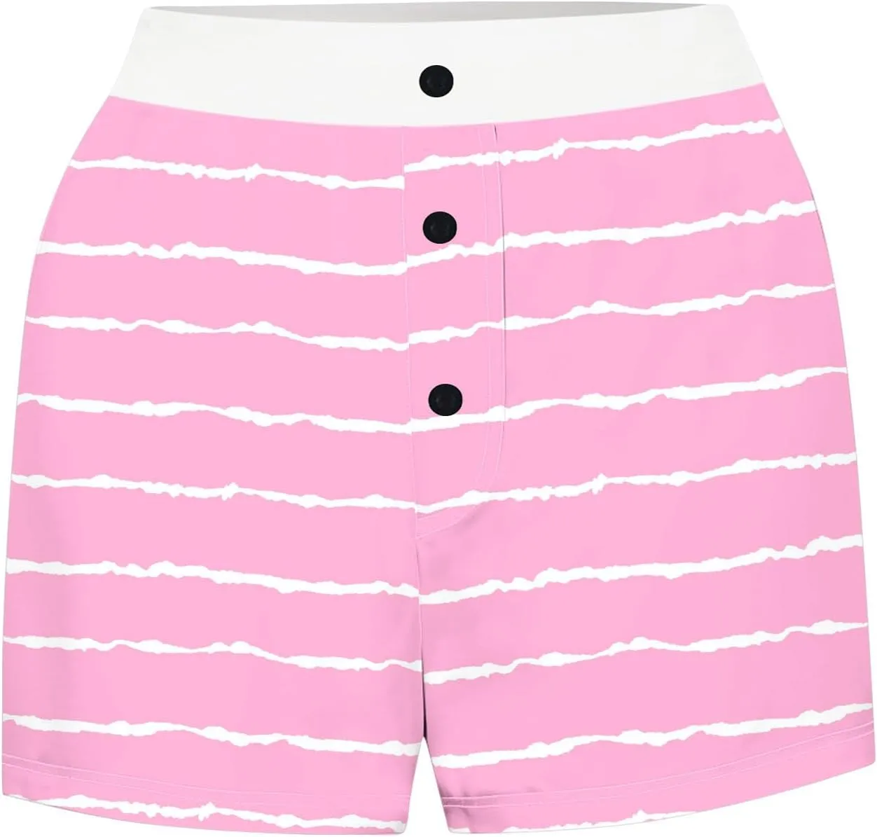 Striped Boxer Shorts for Women Button Up Patchwork High Waisted Sleepwear Pajama Bottoms Fitted Summer Lounge Vacation Shorts