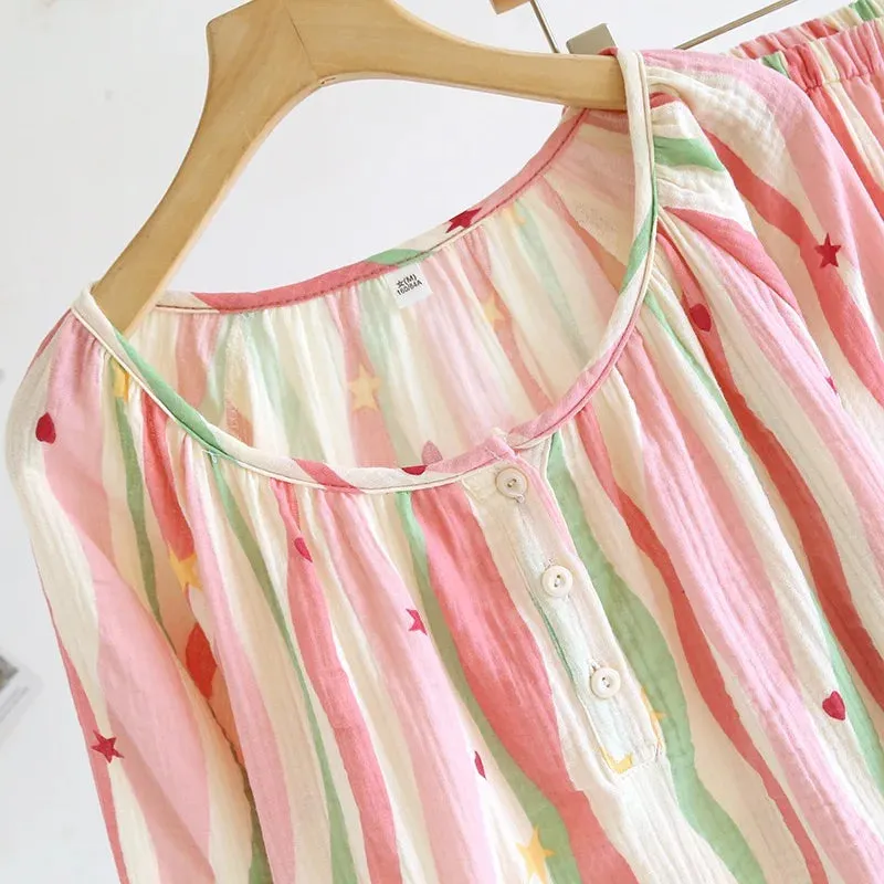 Striped Cotton Pajamas for Women Feel the Softness