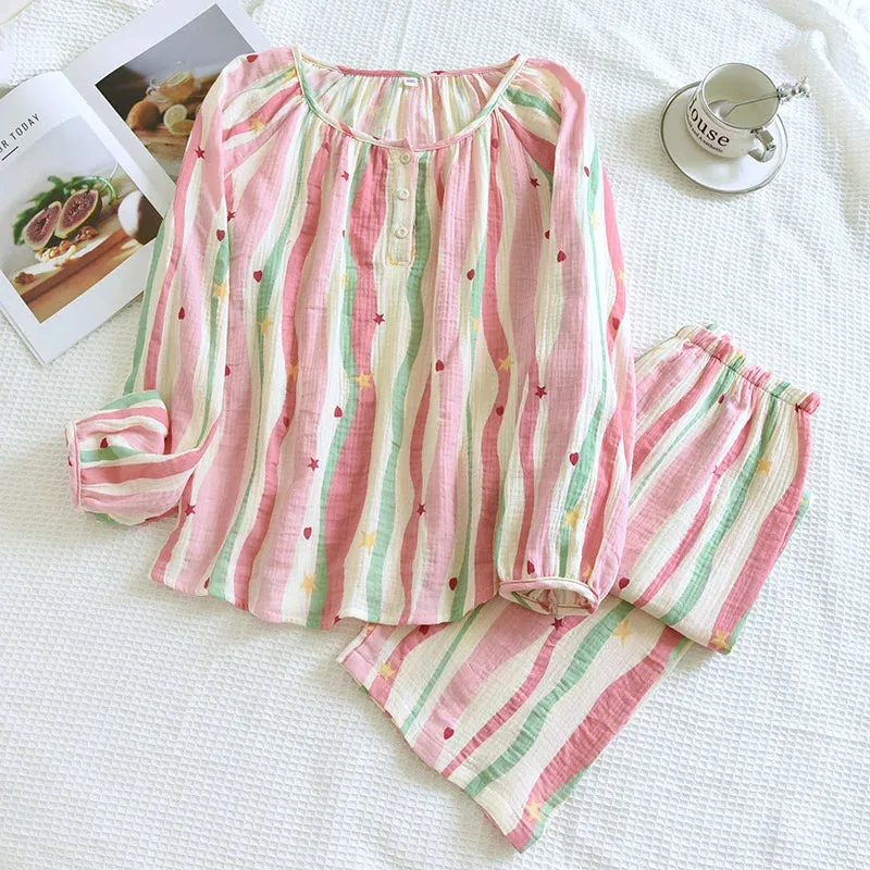 Striped Cotton Pajamas for Women Feel the Softness