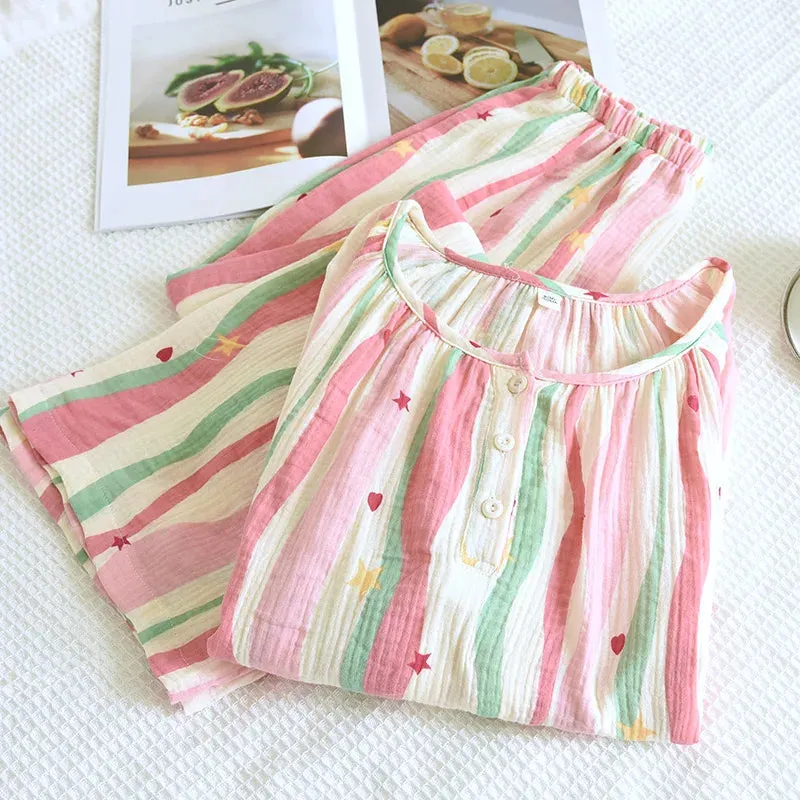 Striped Cotton Pajamas for Women Feel the Softness