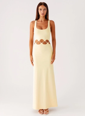 Luxe style Dreamboat Beaded Maxi Dress - Yellow