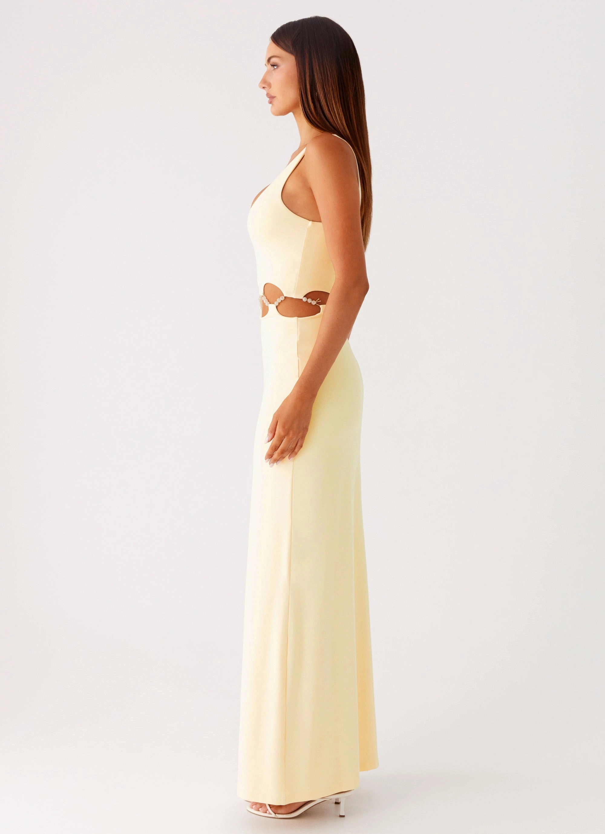 Modern and Feminine Dreamboat Beaded Maxi Dress - Yellow