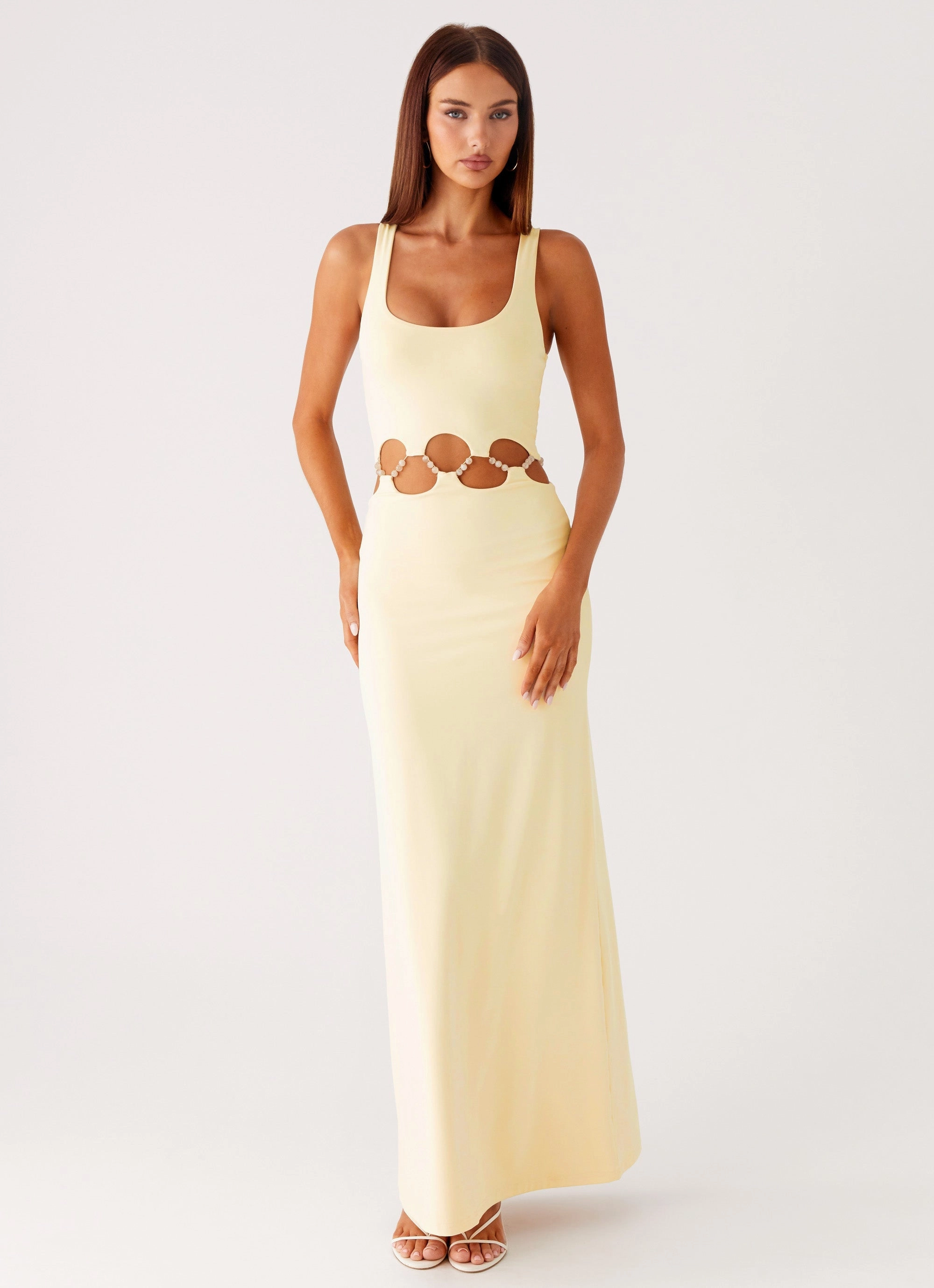Bright Feel NonIrritatingLining Dreamboat Beaded Maxi Dress - Yellow