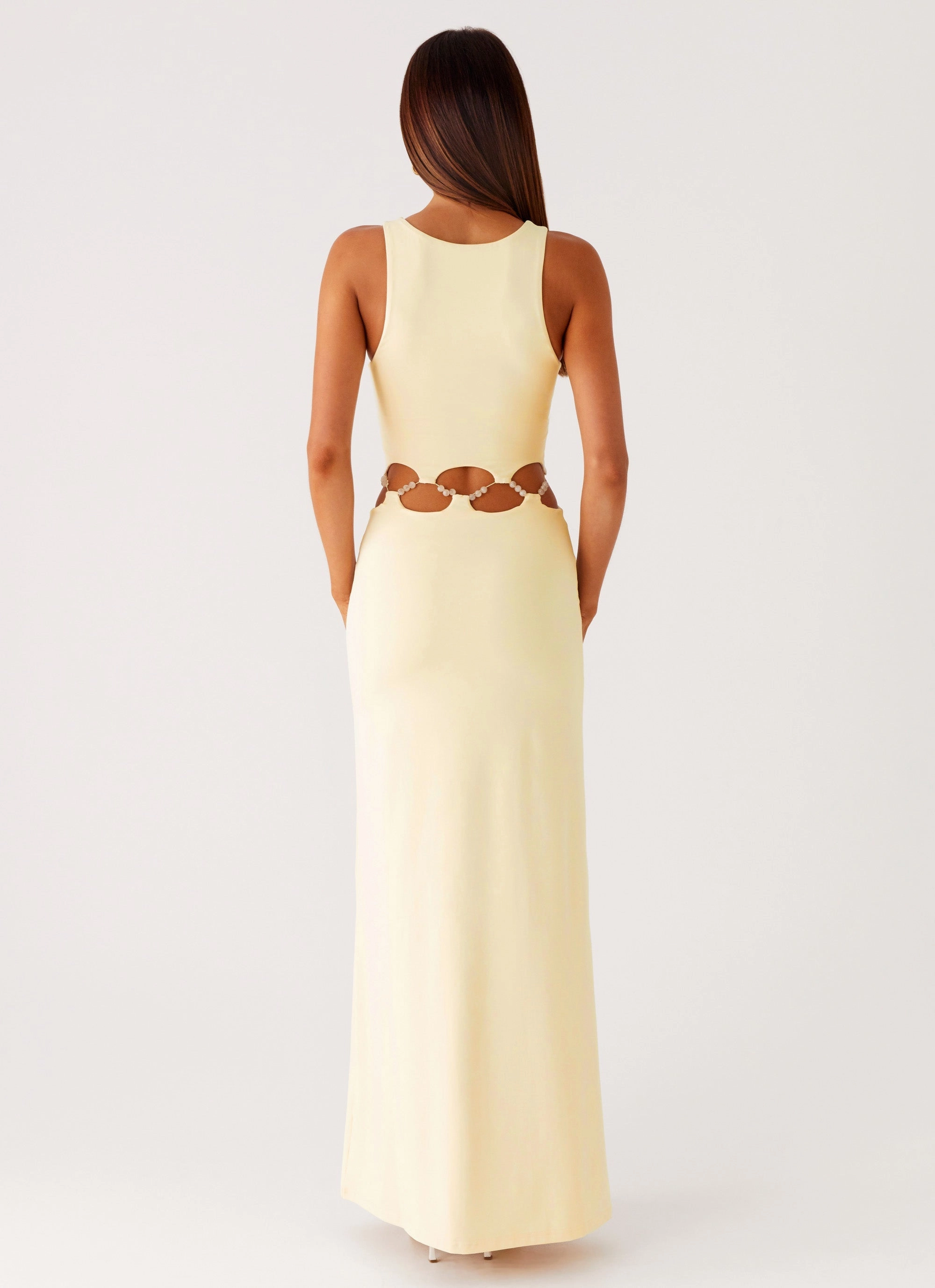Fresh Style Trend Texture Dreamboat Beaded Maxi Dress - Yellow